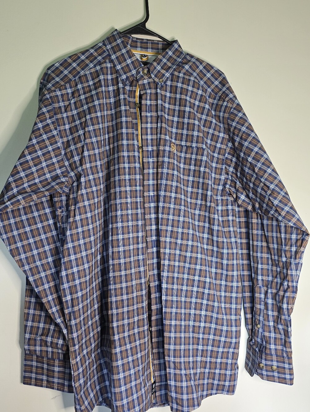 Ariat Pro Classic Men's Blue and Brown Plaid Button-Down Shirt